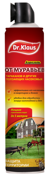 Аэрозоль от муравьев, тараканов и других ползающих насекомых Dr. Klaus (600 мл)