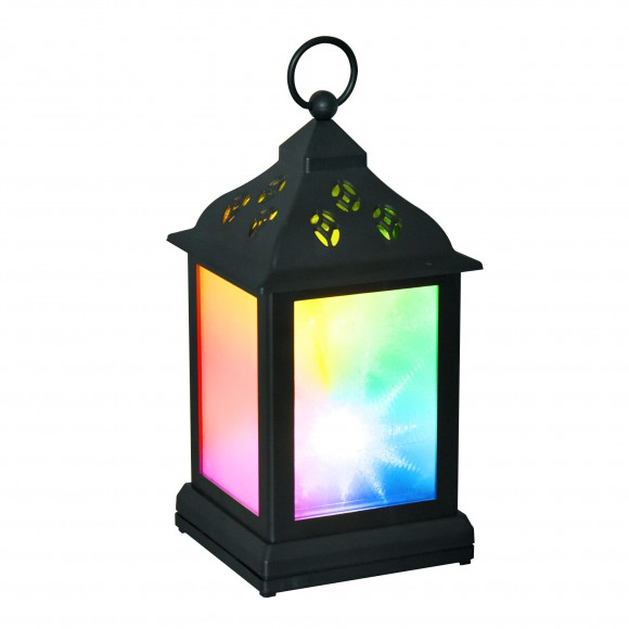 Фонарь UNIEL со светодиодной гирляндой внутри. 10 светодиодов. RGB свет. Чёрный корпус
